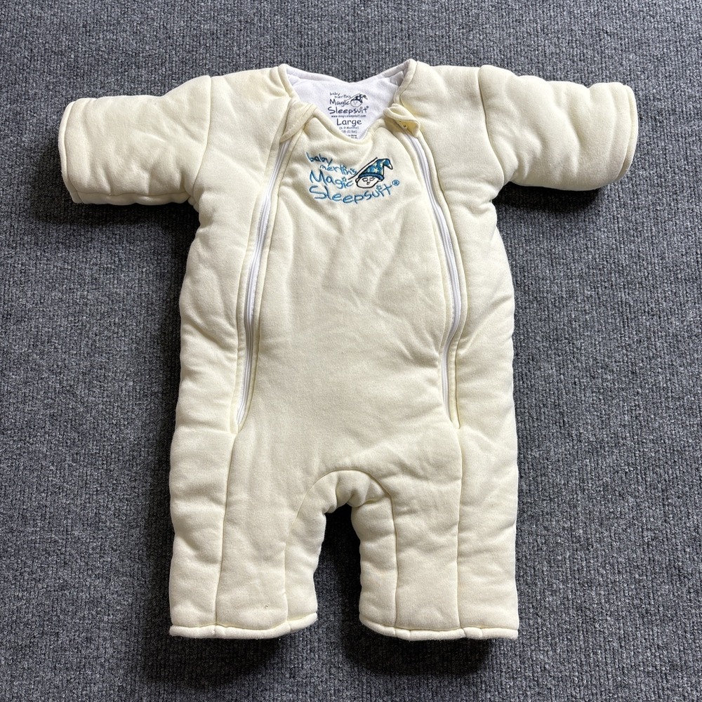 Baby Merlin's‎ Magic Sleepsuit Large 6-9 Months Beige Swaddle Suit Infant Cotton